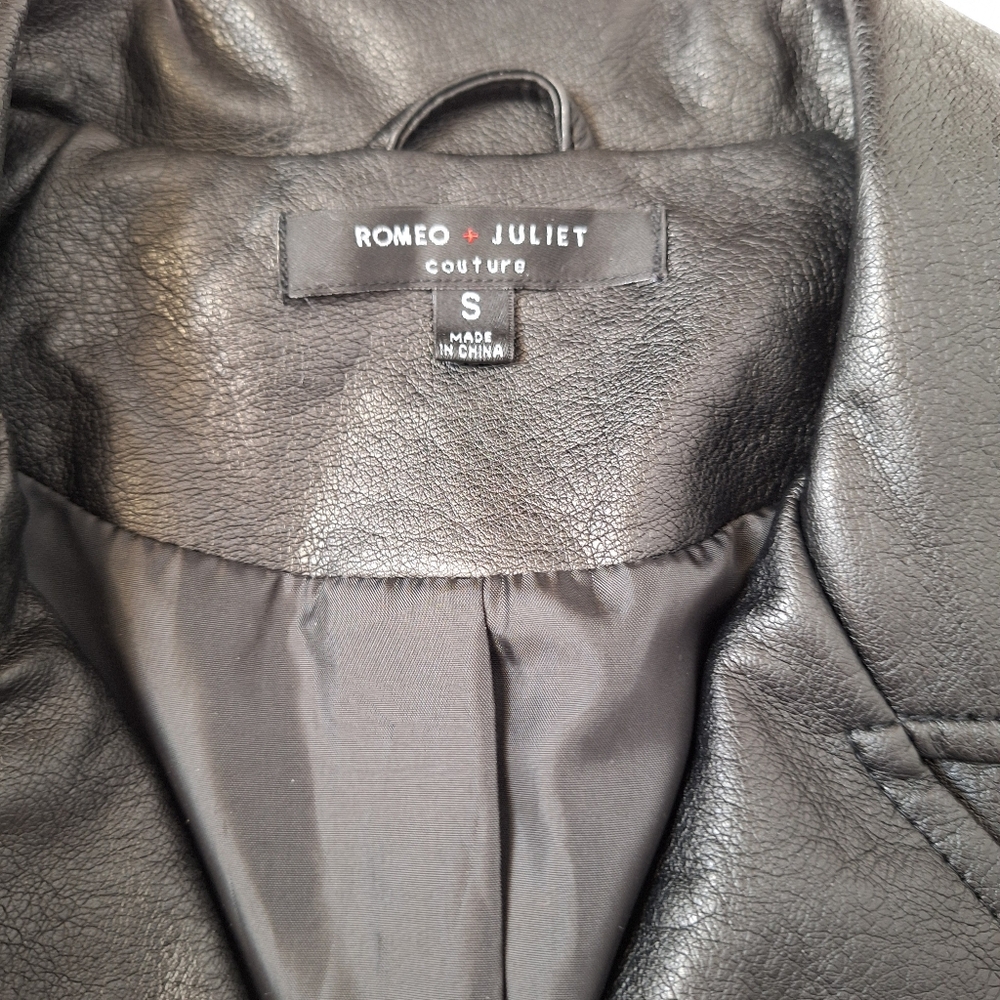 Romeo Juliet Leather Biker Jacket Moto Edgy Black Punk Rock Indie NEW Womens S - Picture 9 of 13